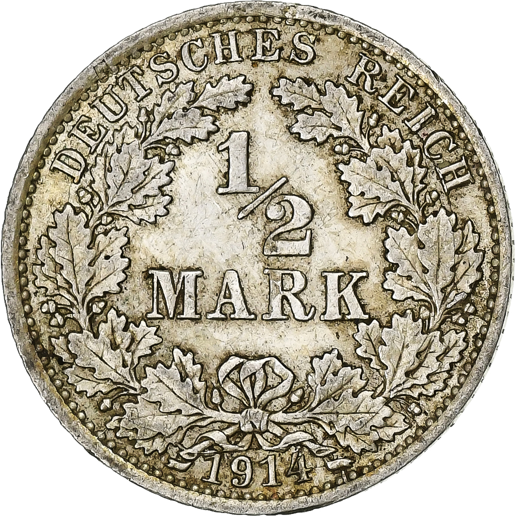 GERMANY - EMPIRE, Wilhelm II, 1/2 Mark, 1914, Berlin, Silver, , KM:17