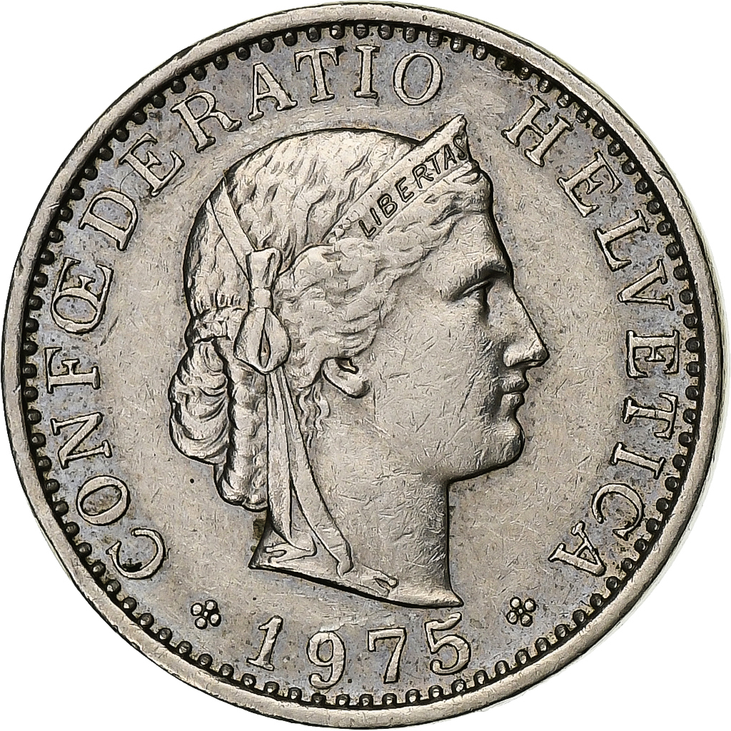 Switzerland, 20 Rappen, 1975, Bern, Copper-nickel, , KM:29a