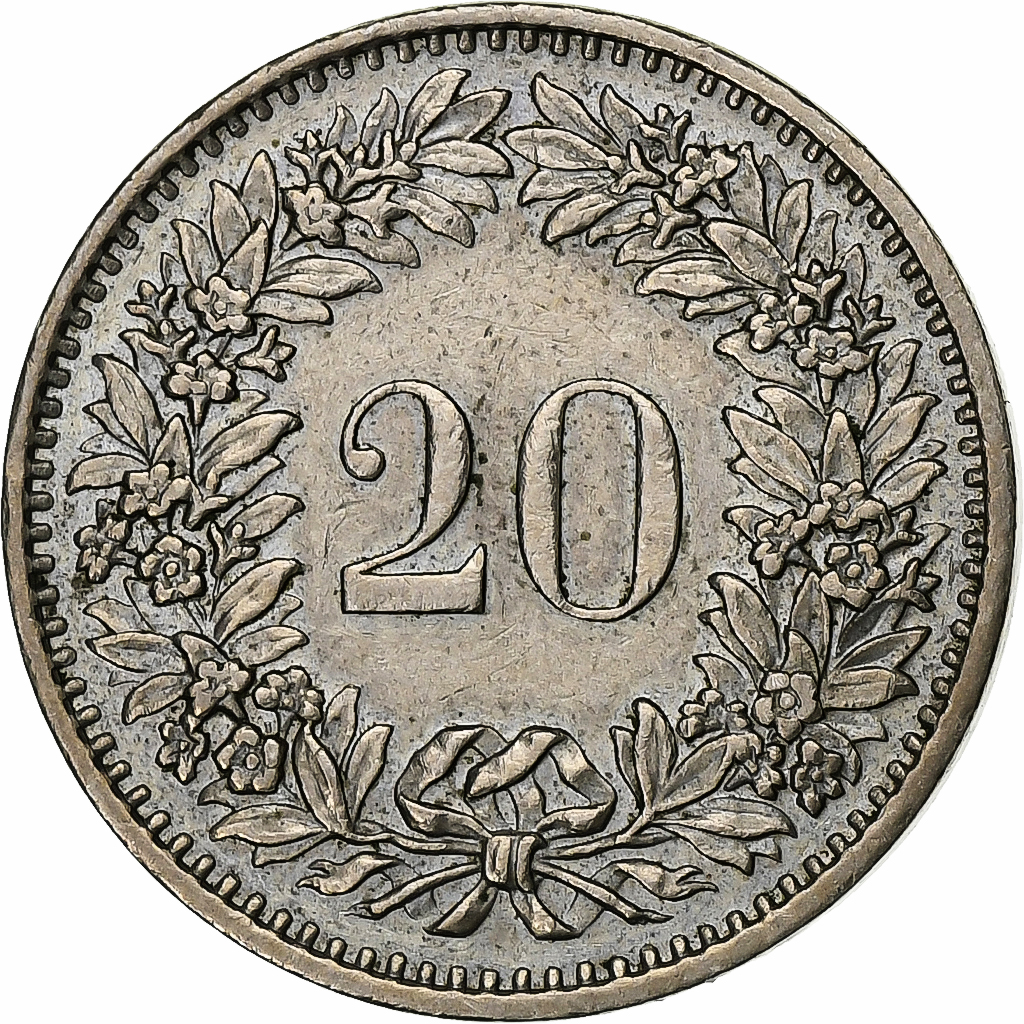 Switzerland, 20 Rappen, 1975, Bern, Copper-nickel, , KM:29a