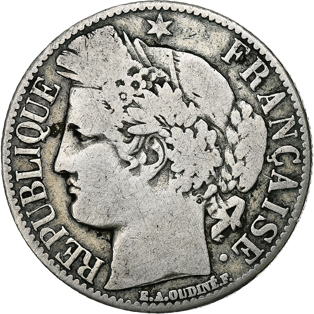 France, Franc, Cérès, 1872, Paris, Silver, , Gadoury:465a, KM:822.1