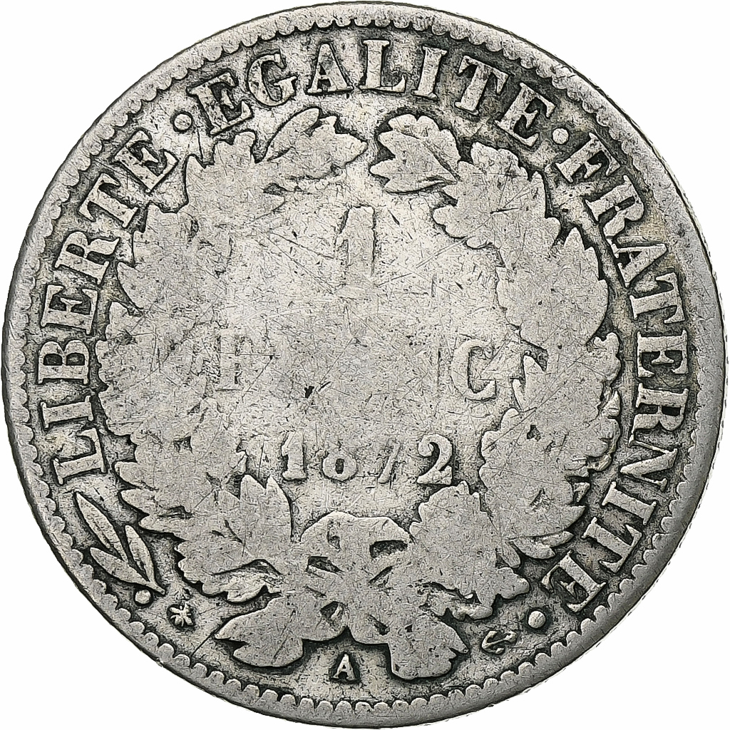 France, Franc, Cérès, 1872, Paris, Silver, , Gadoury:465a, KM:822.1