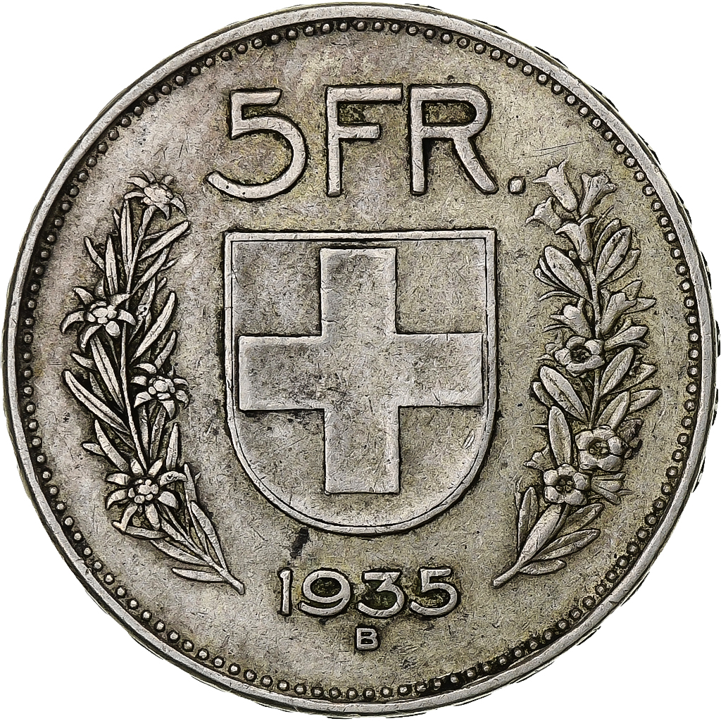 Switzerland, 5 Francs, 1935, Bern, Silver, , KM:40