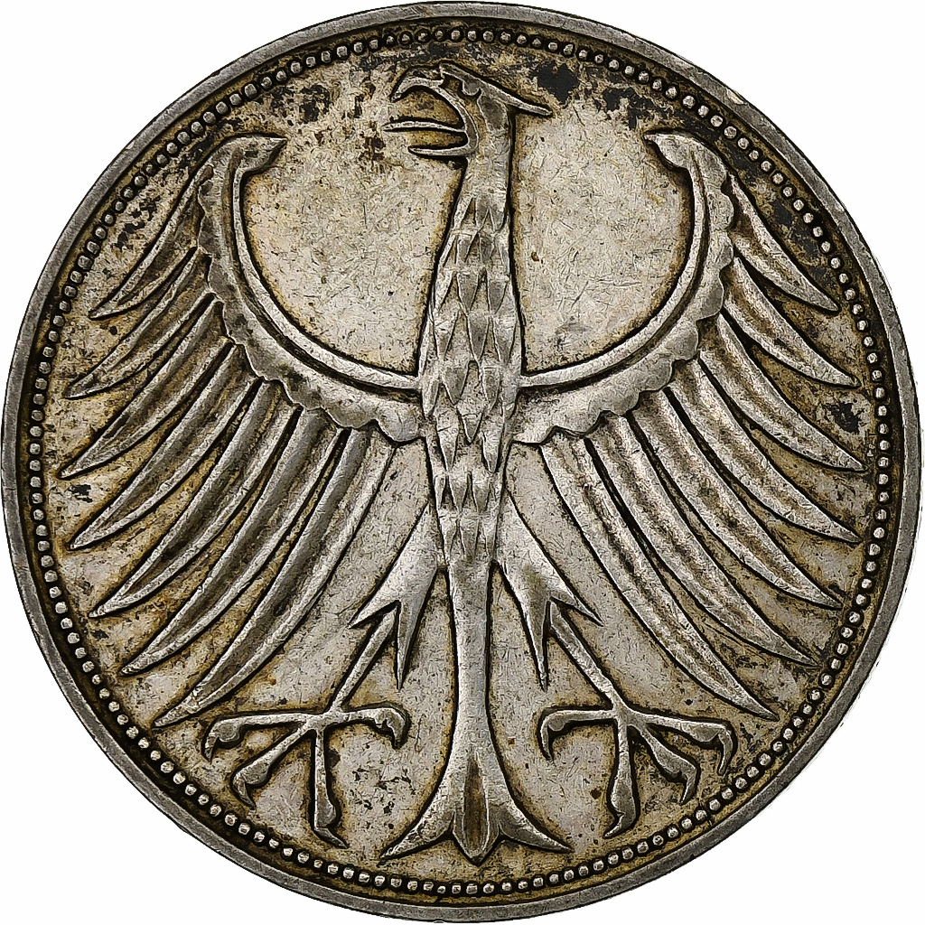 GERMANY - FEDERAL REPUBLIC, 5 Mark, 1951, Stuttgart, Silver, , KM:112.1