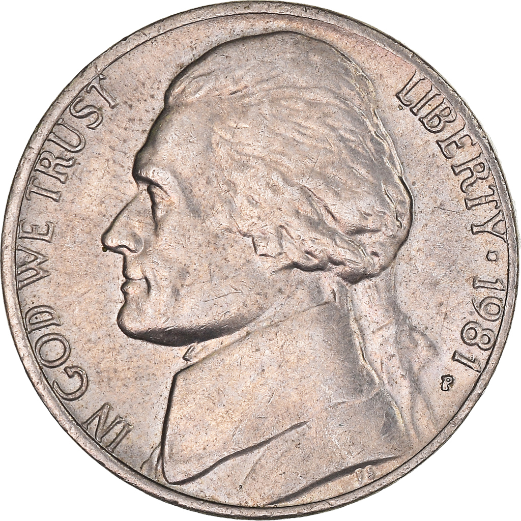 Moneda, Estados Unidos, 5 Cents, 1981