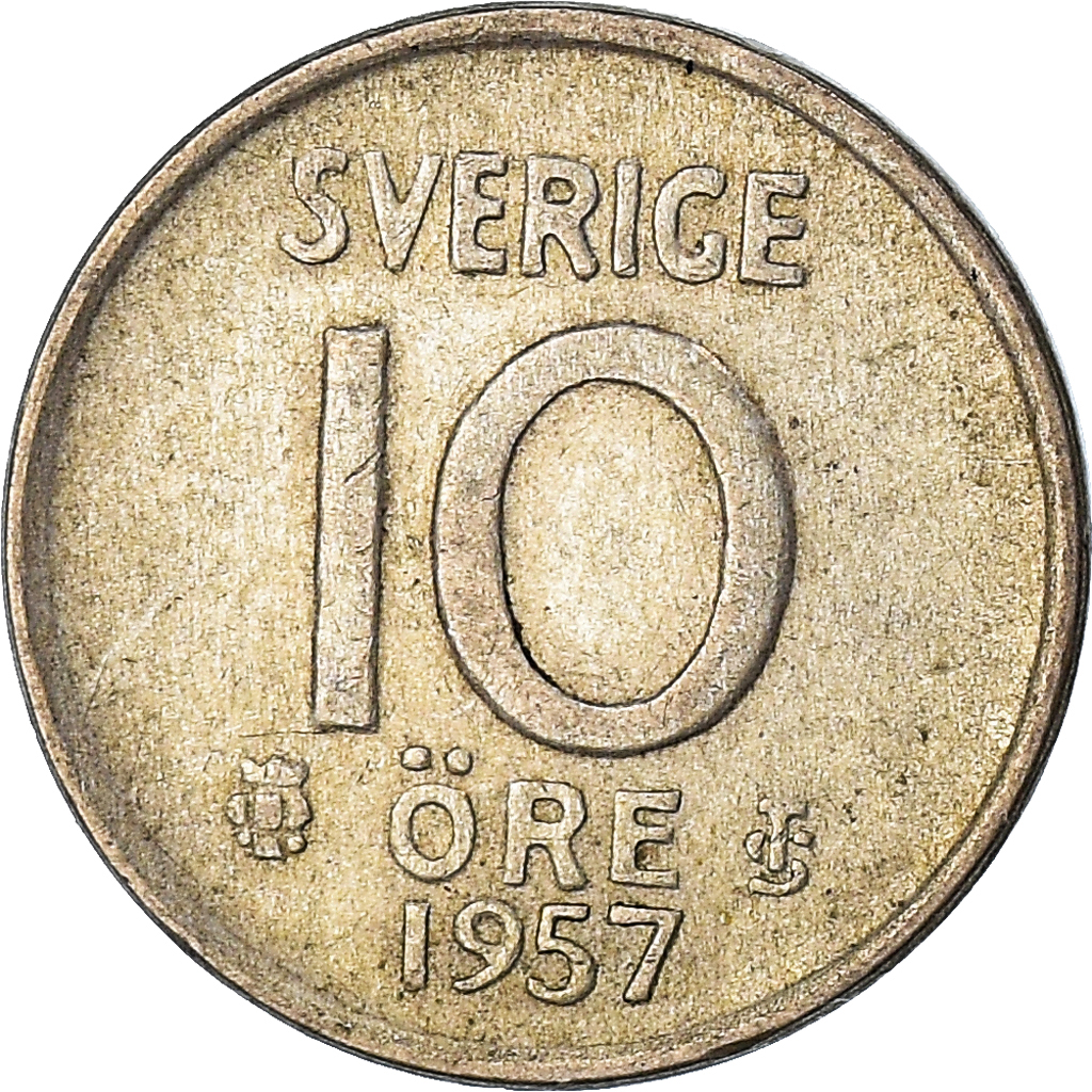 Moneda, Suecia, 10 Öre, 1957