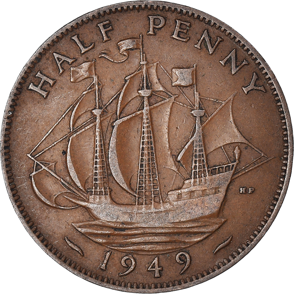 Moneda, Gran Bretaña, 1/2 Penny, 1949