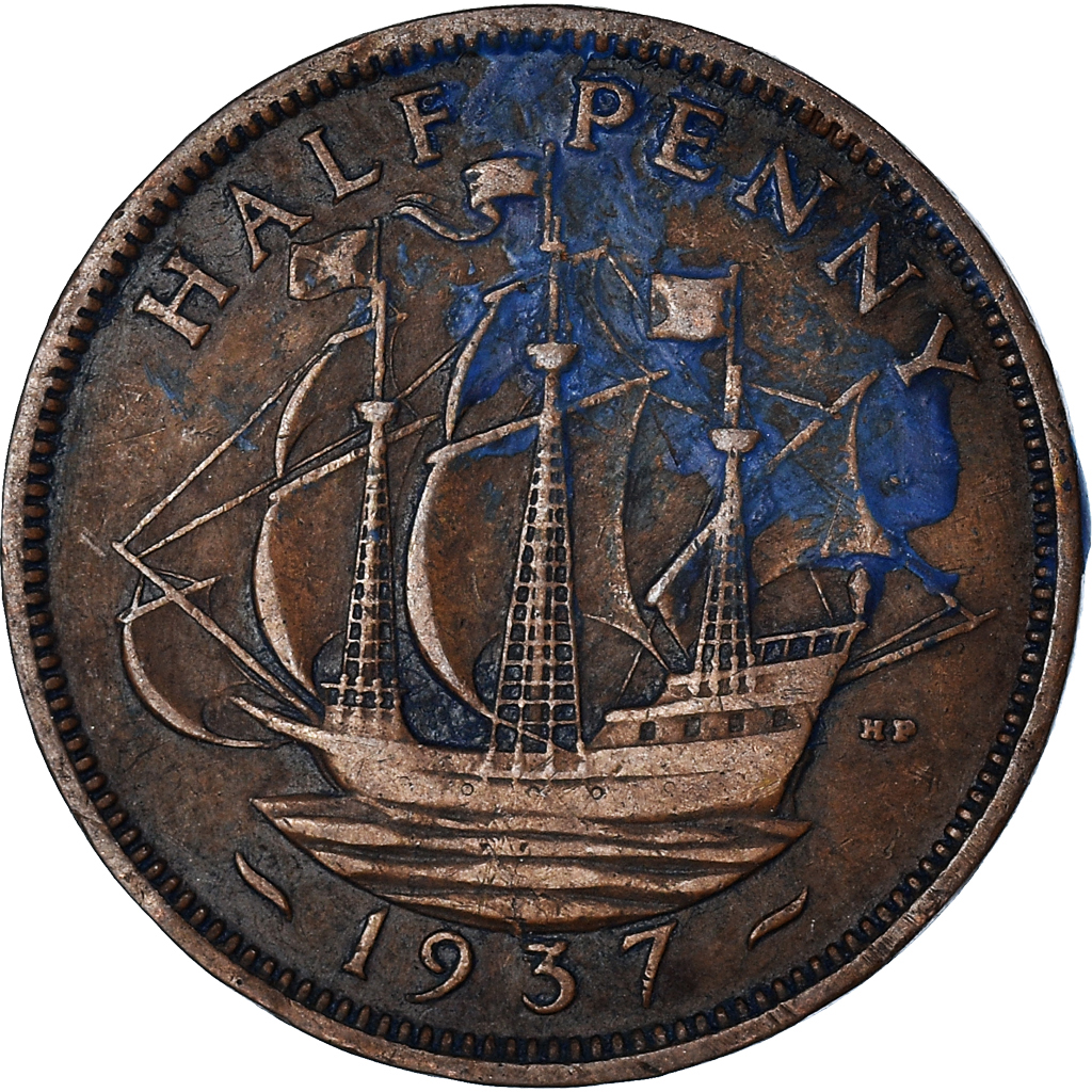 Moneda, Gran Bretaña, 1/2 Penny, 1937