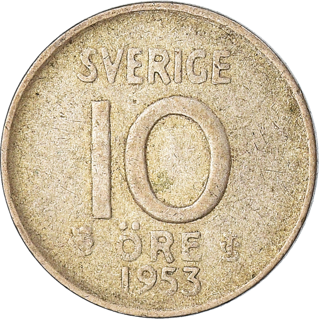 Moneda, Suecia, 10 Öre, 1953
