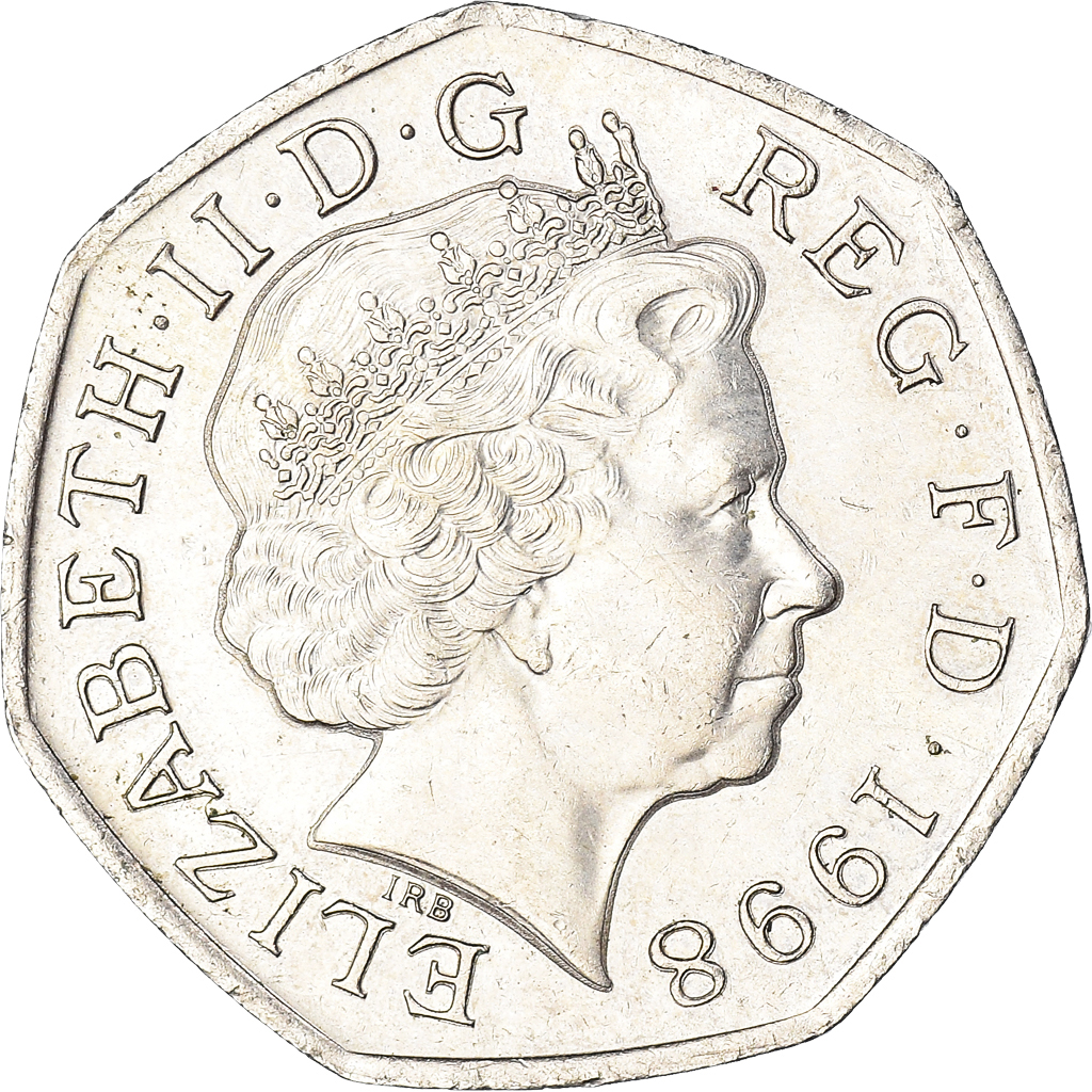 Moneda, Gran Bretaña, 50 Pence, 1998