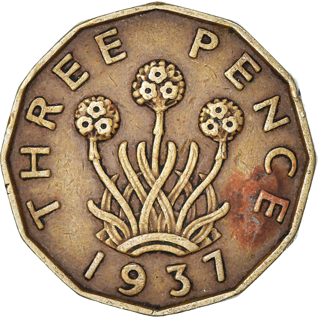 Moneda, Gran Bretaña, 3 Pence, 1937