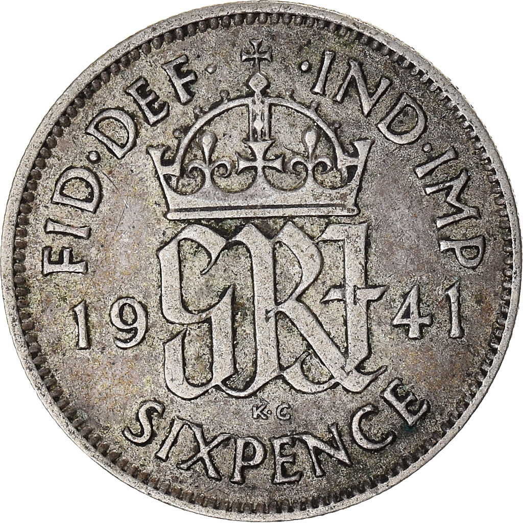 Coin, Great Britain, 6 Pence, 1941