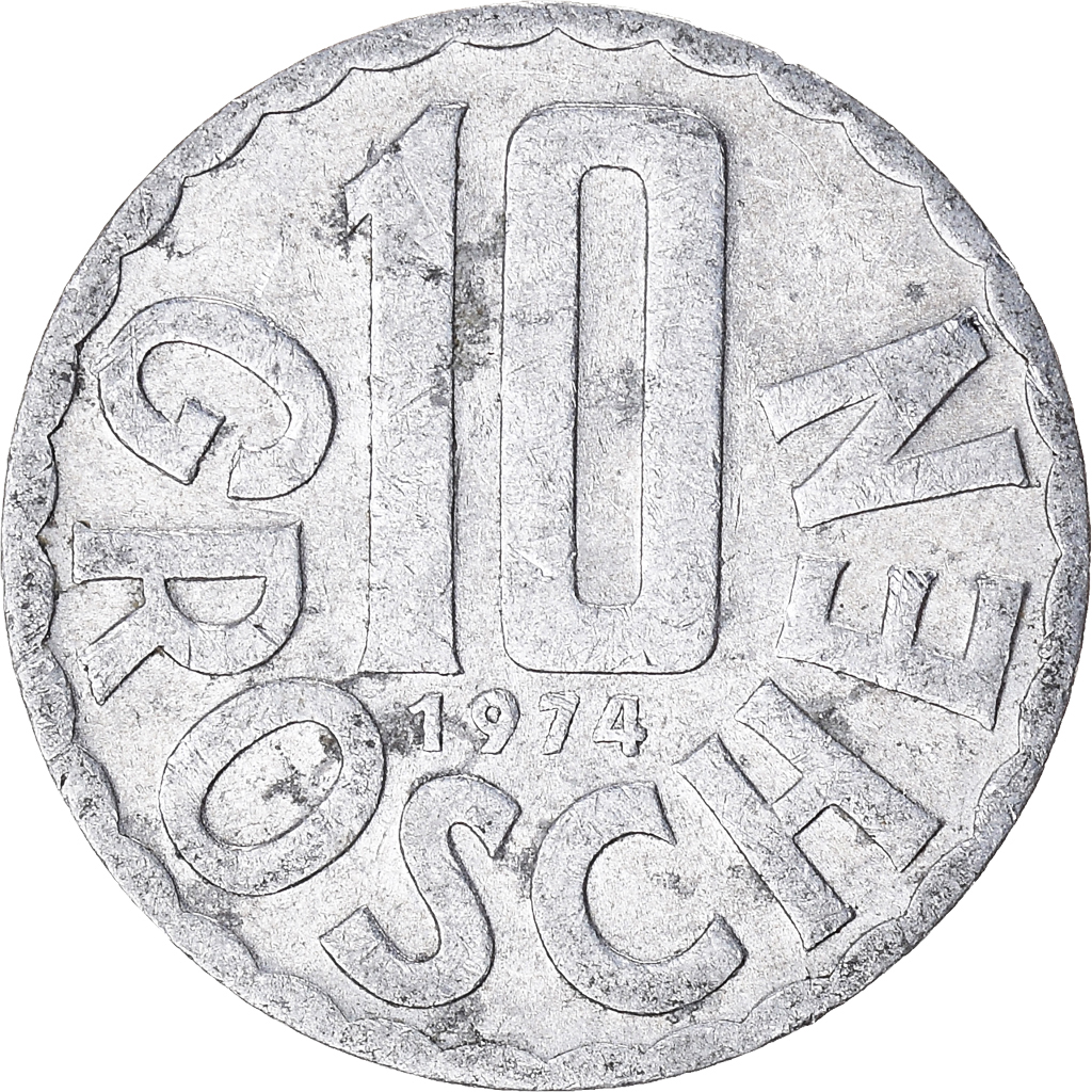 Moneda, Austria, 10 Groschen, 1974