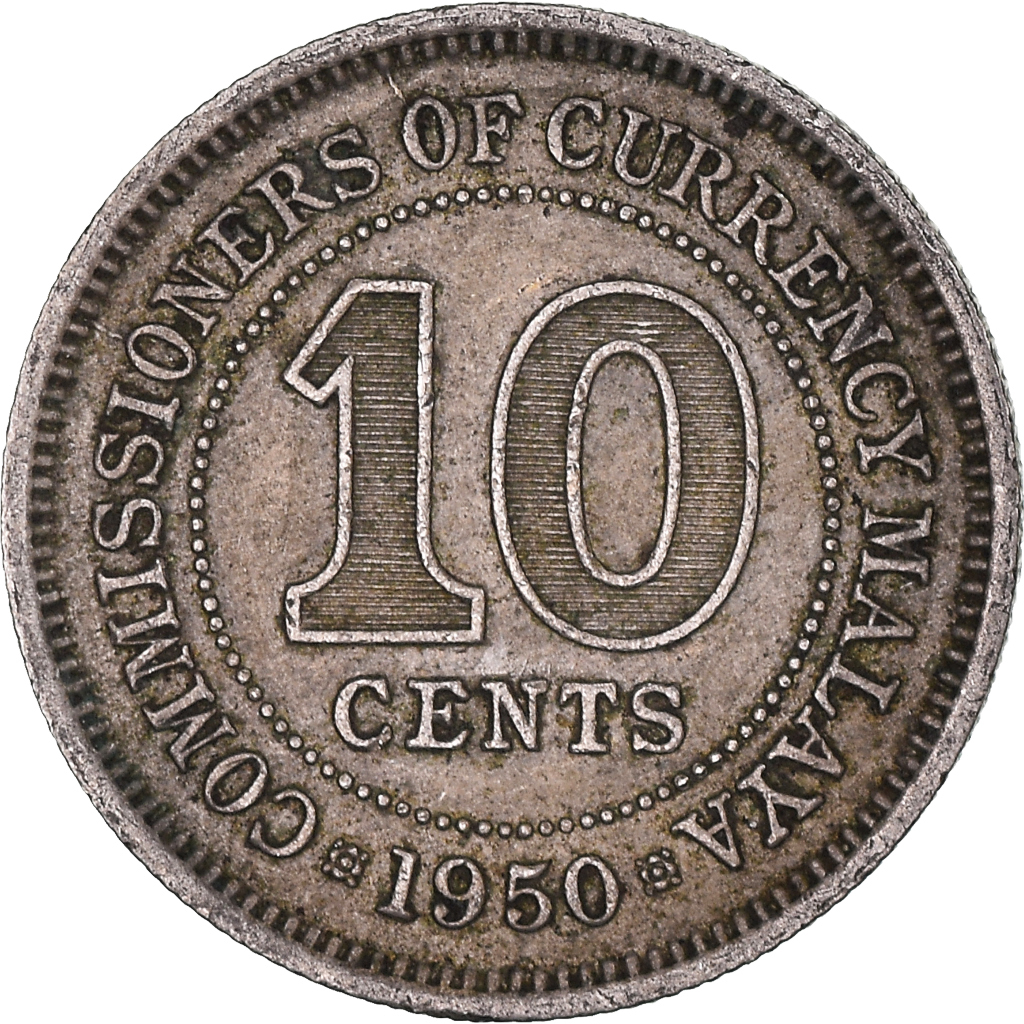 Moneda, MALAYA, 10 Cents, 1950
