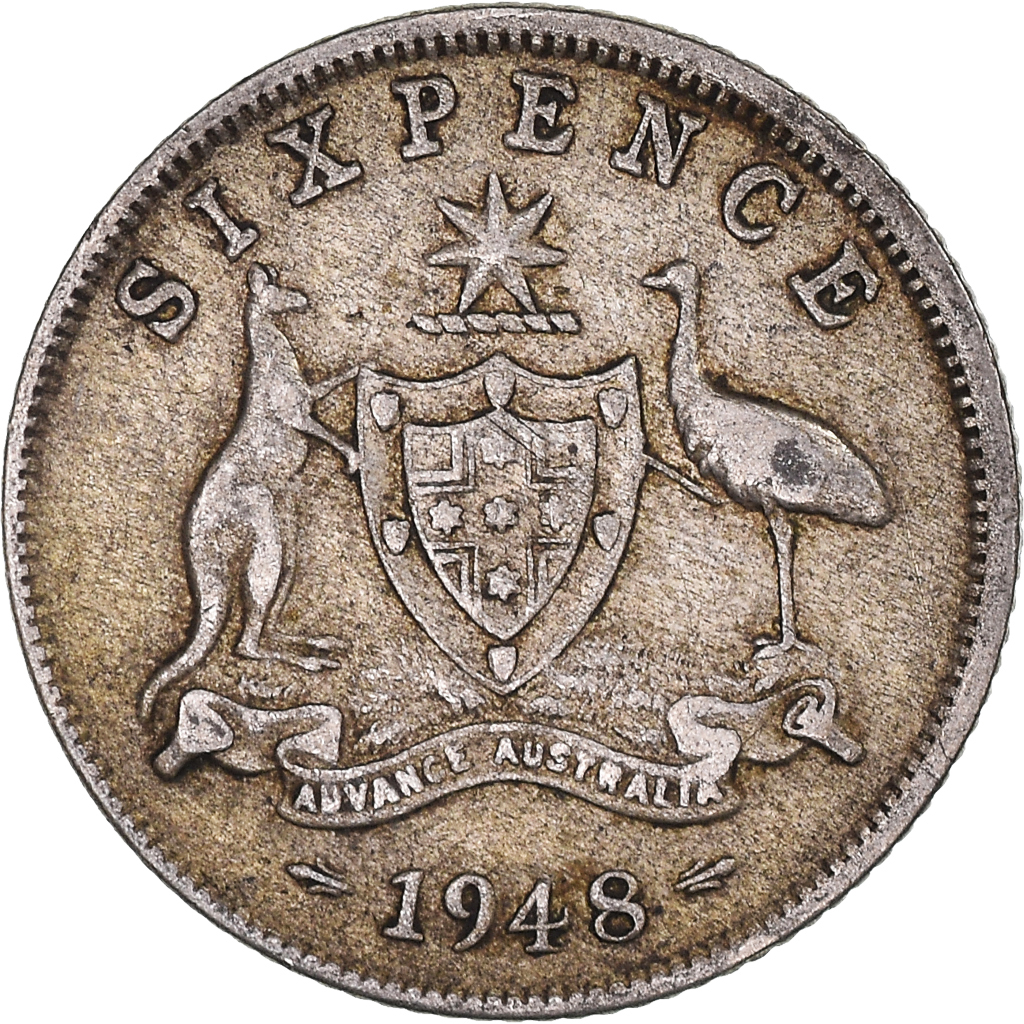 Moneda, Gran Bretaña, 6 Pence, 1948