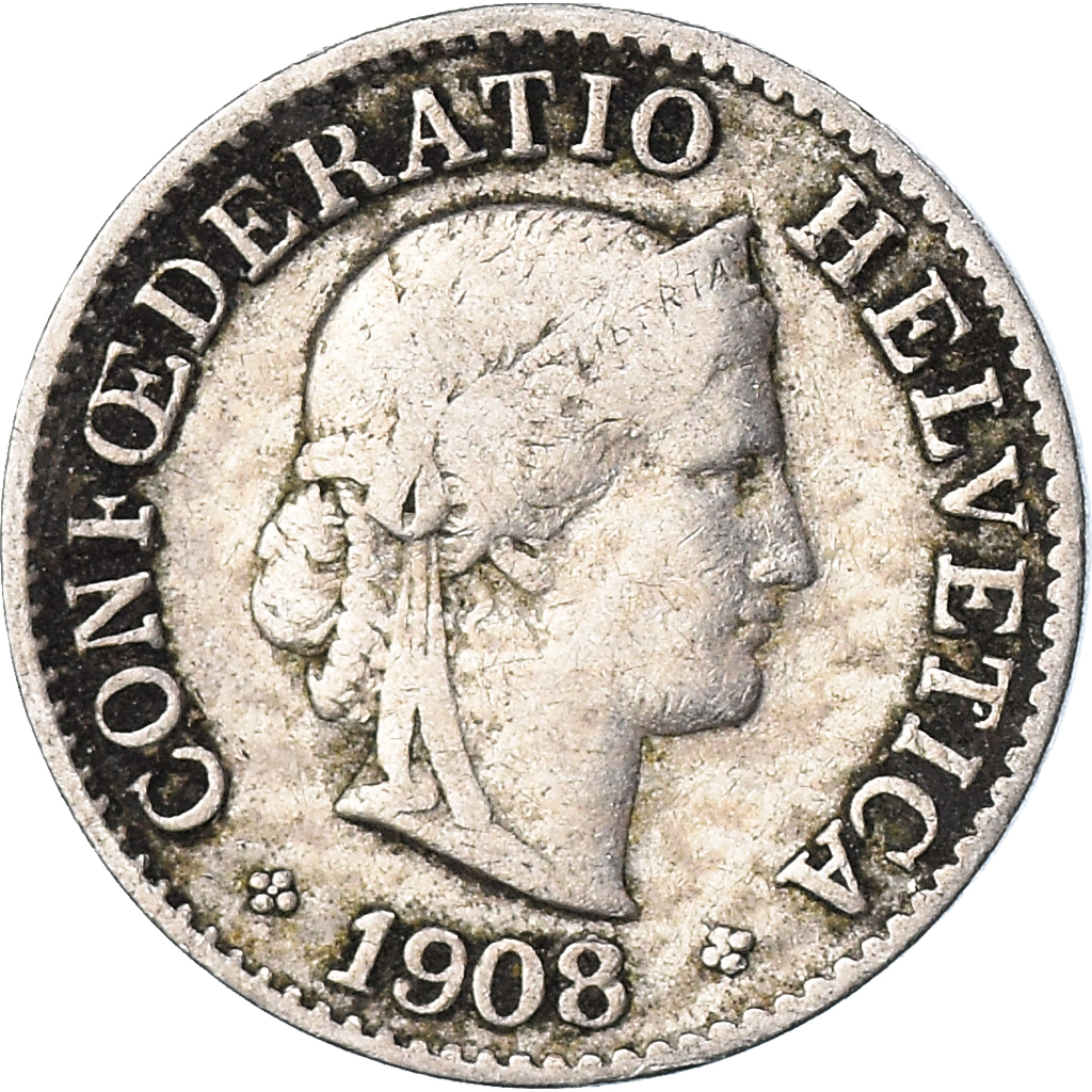 Moneda, Suiza, 5 Rappen, 1908