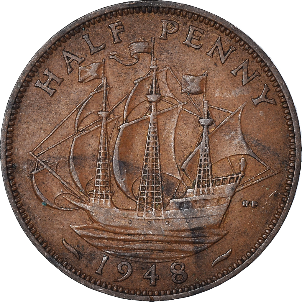 Moneda, Gran Bretaña, 1/2 Penny, 1948