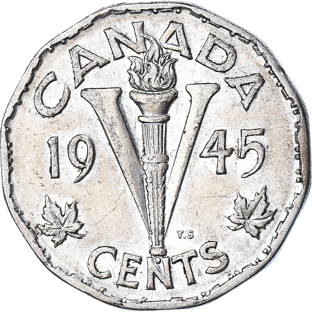 Moneda, Canadá, 5 Cents, 1945