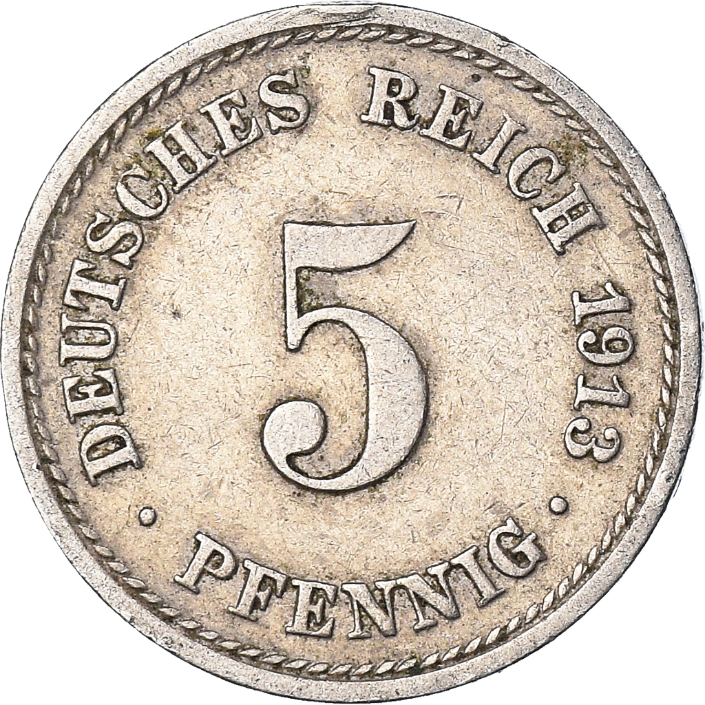 Coin, GERMANY - EMPIRE, 5 Pfennig, 1913