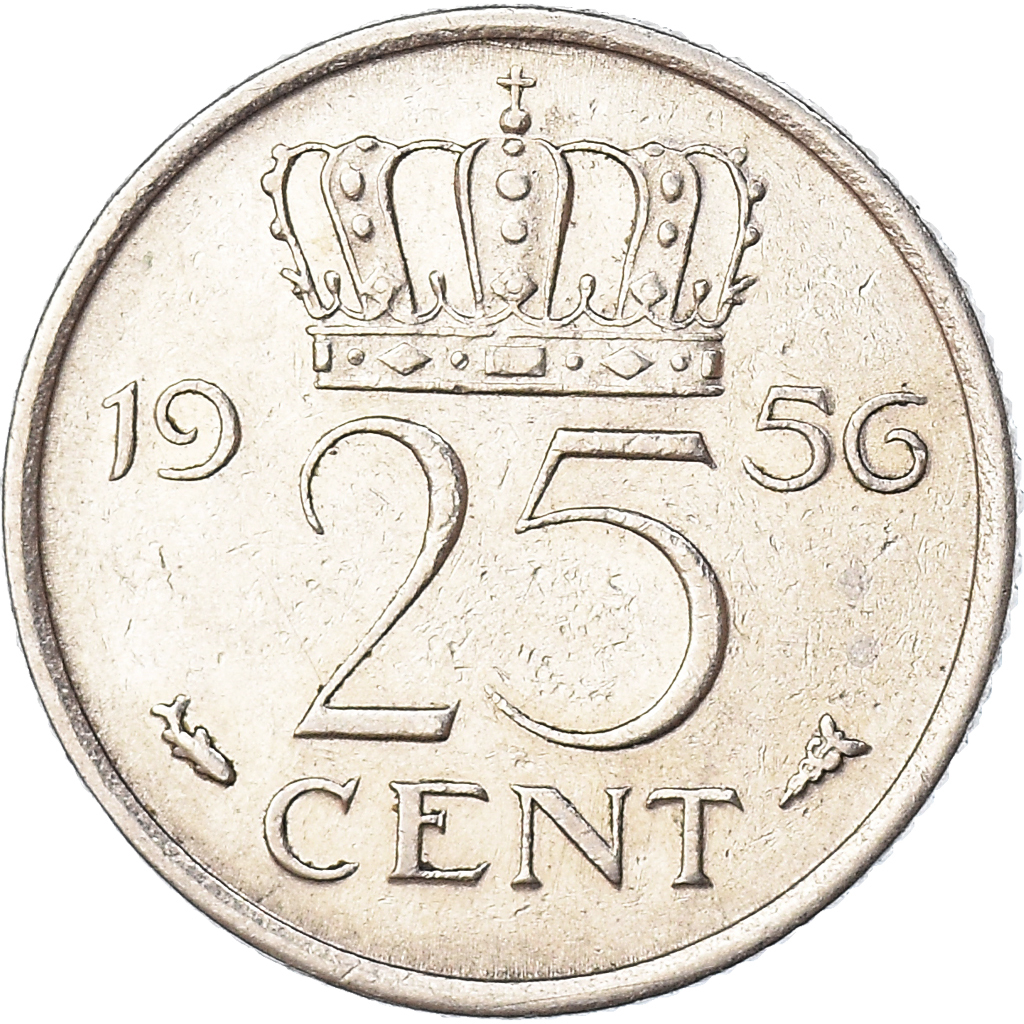 Coin, Netherlands, 25 Cents, 1956