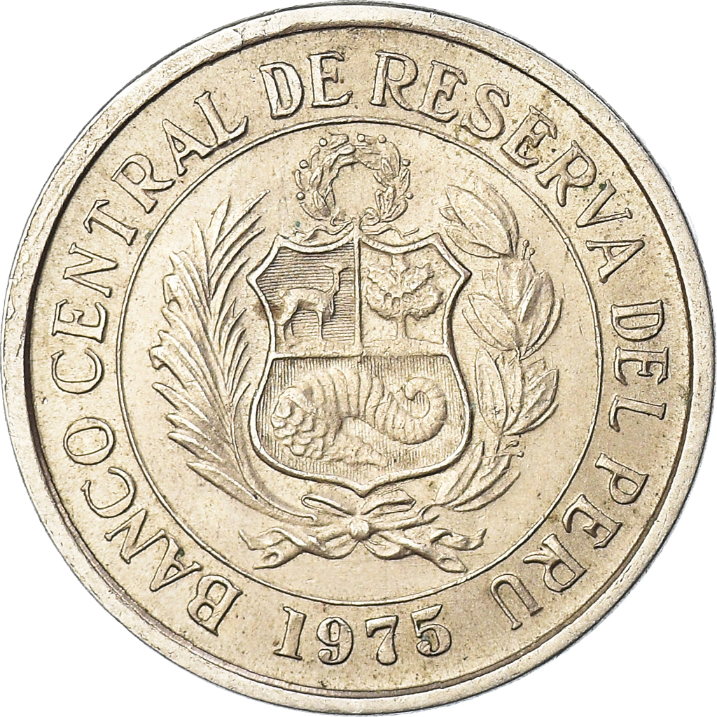 Coin, Peru, 5 Soles, 1975