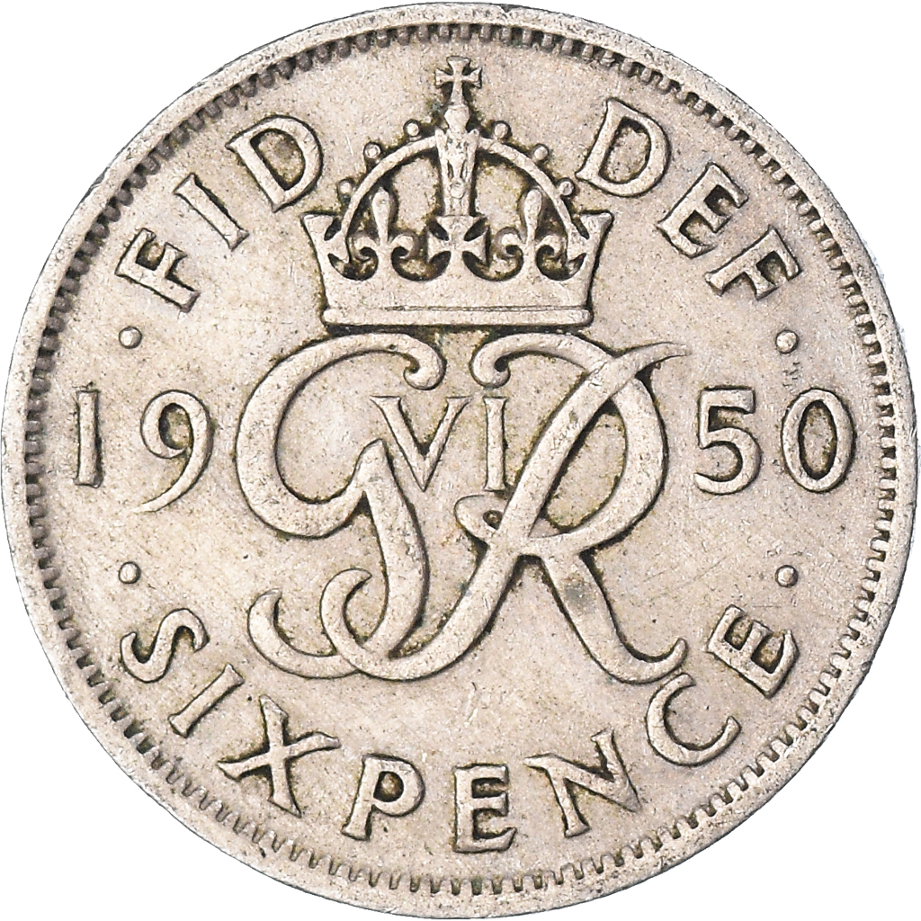 Moneda, Gran Bretaña, 6 Pence, 1950