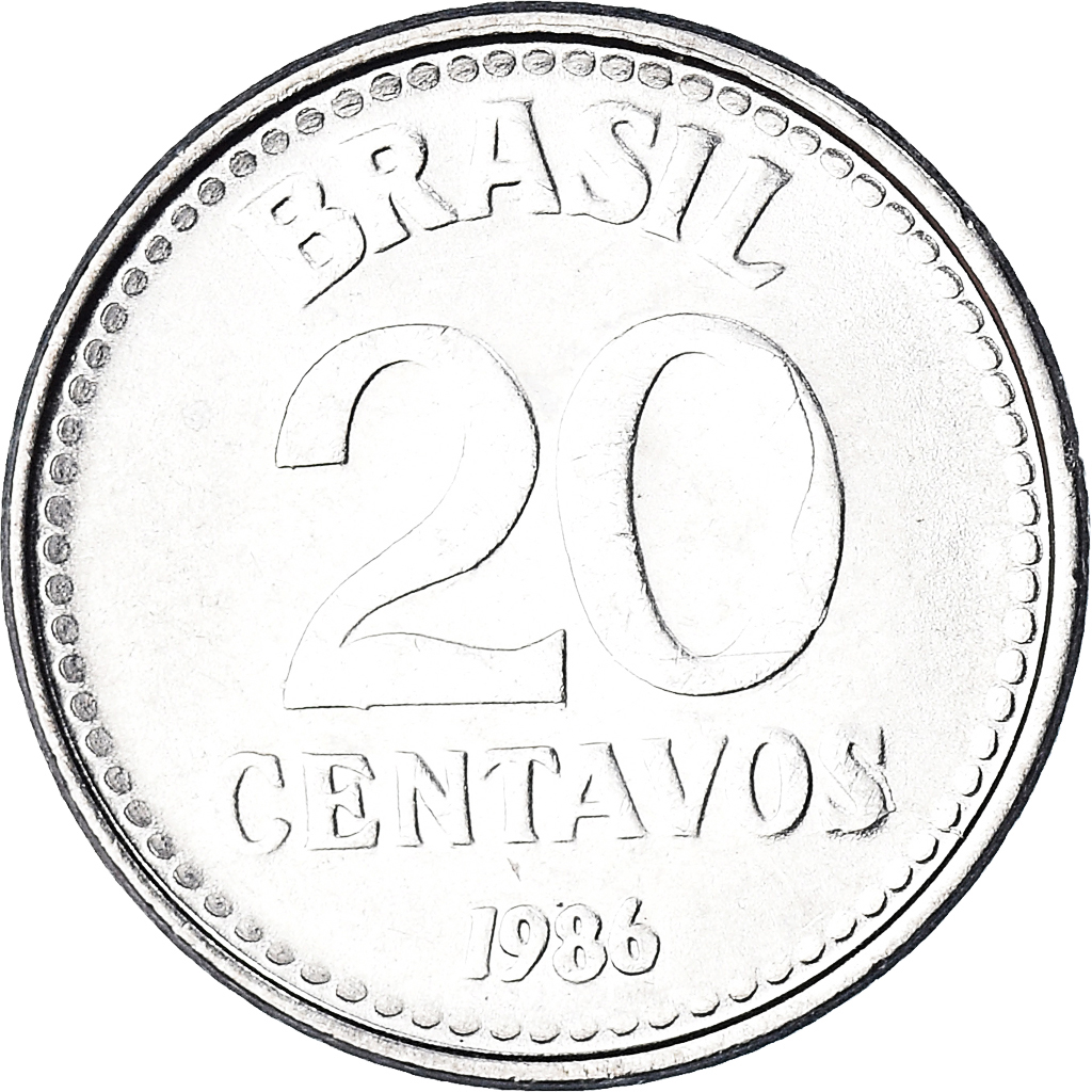 Coin, Brazil, 20 Centavos, 1986