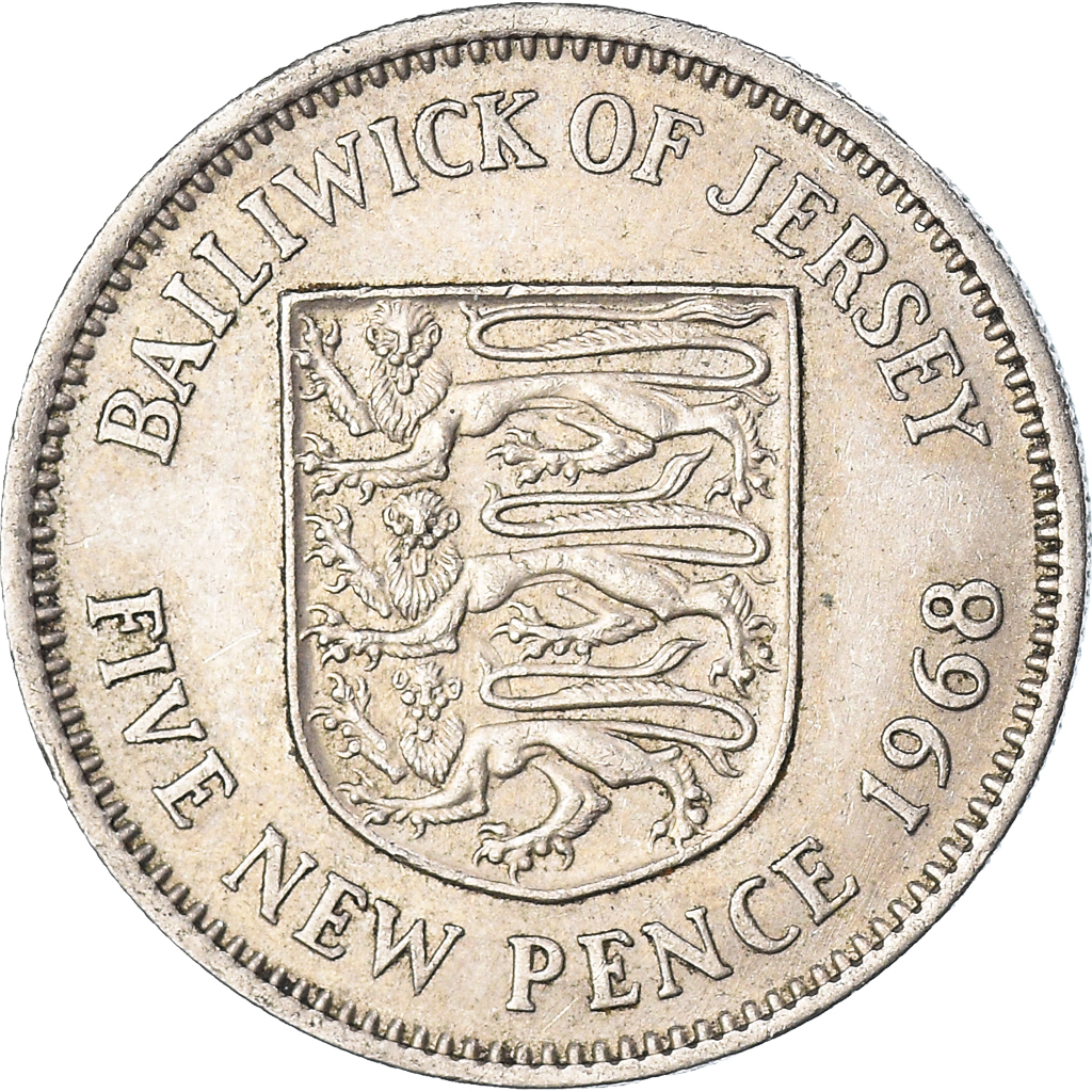 Coin, Jersey, 5 New Pence, 1968