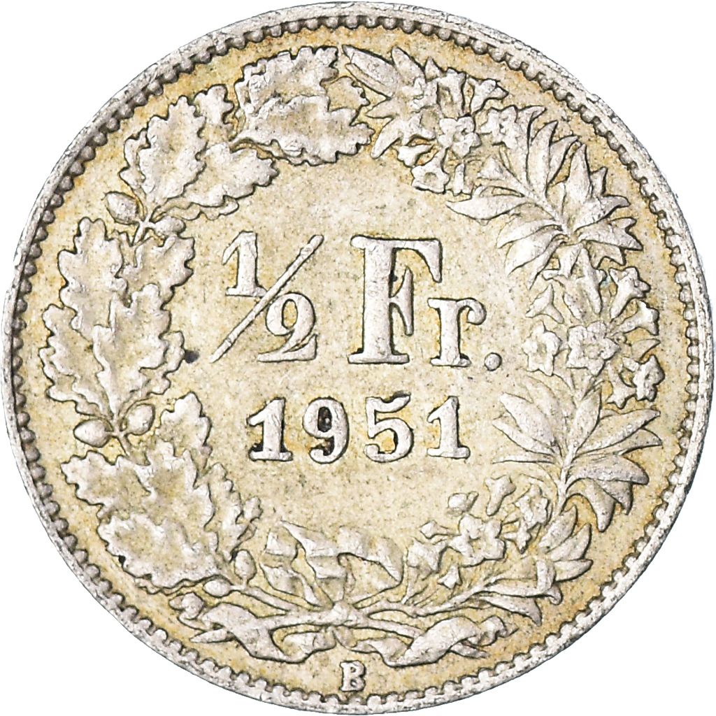 Moneda, Suiza, 1/2 Franc, 1951