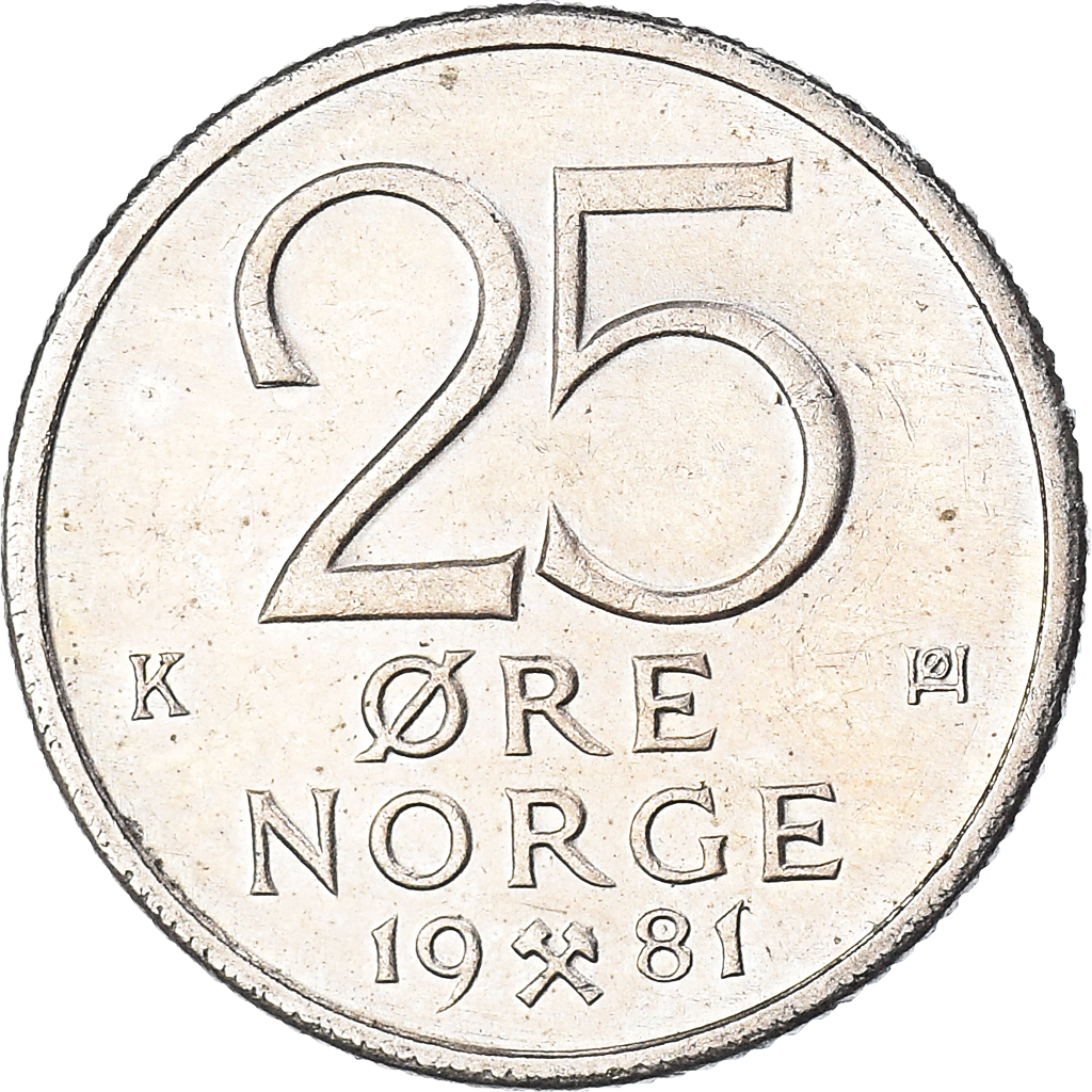 Moneda, Noruega, 25 Öre, 1981