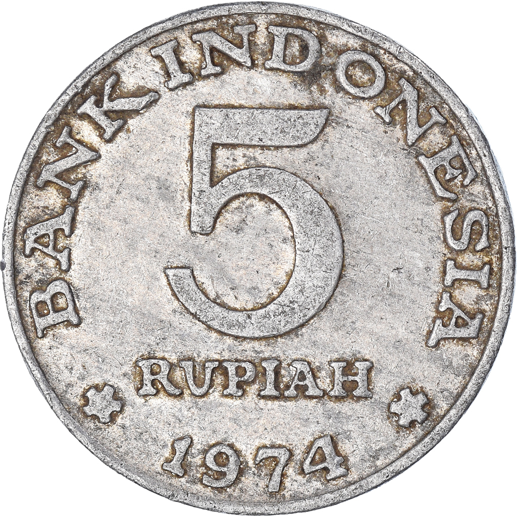 Moneda, Indonesia, 5 Rupiah, 1974