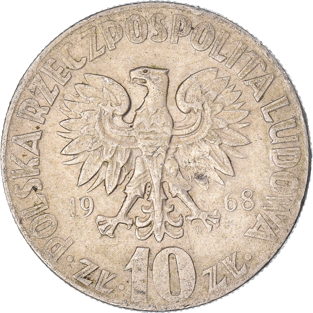 Moneda, Polonia, 10 Zlotych, 1968