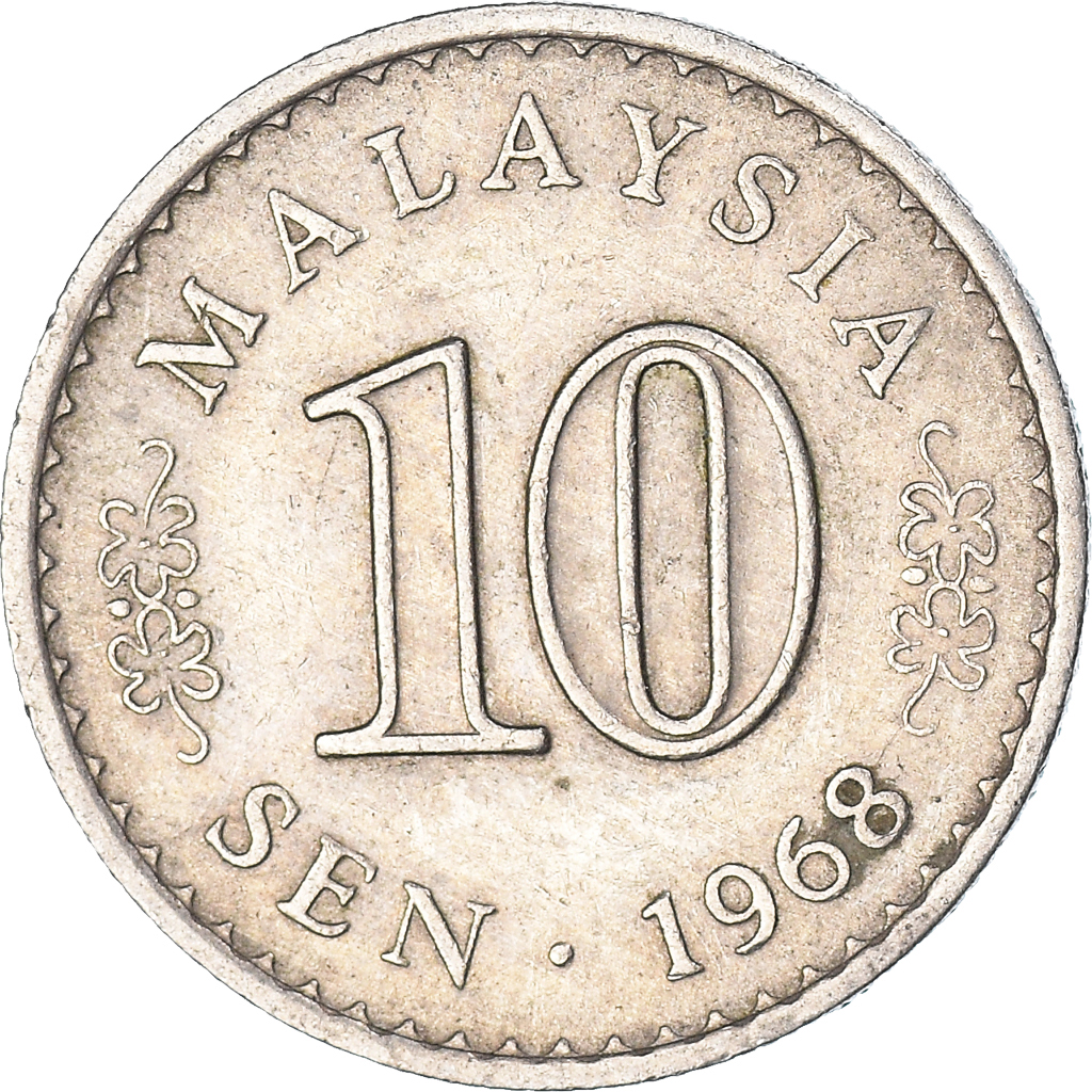 Moneda, Malasia, 10 Sen, 1968