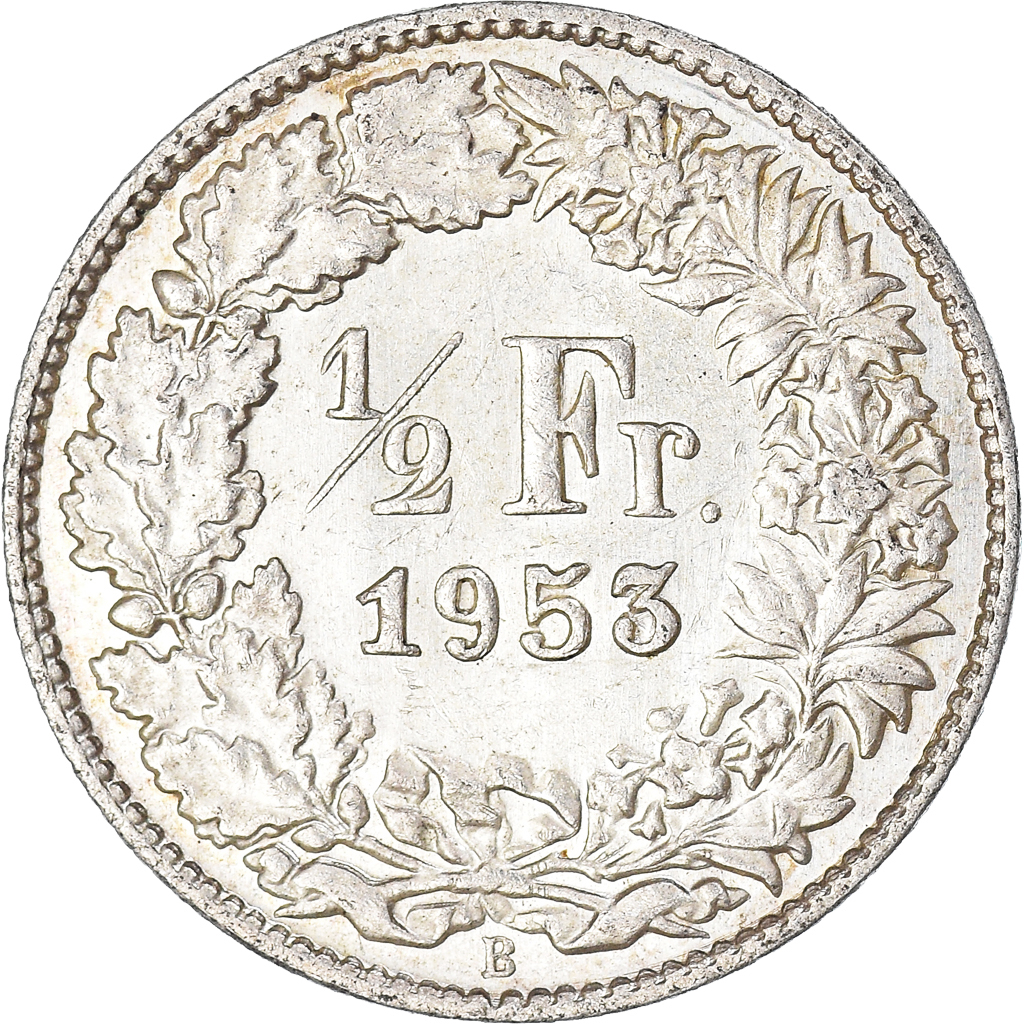 Moneda, Suiza, 1/2 Franc, 1953