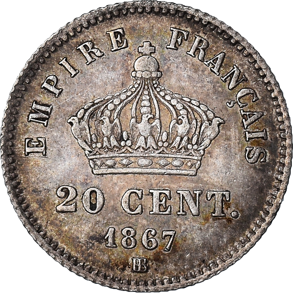 Coin, France, Napoleon III, Napoléon III, 20 Centimes, 1867, Strasbourg