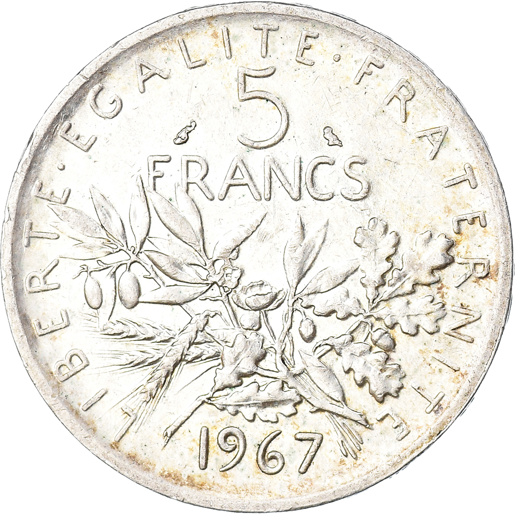 Coin, France, Semeuse, 5 Francs, 1967, , Silver, KM:926, Gadoury:770