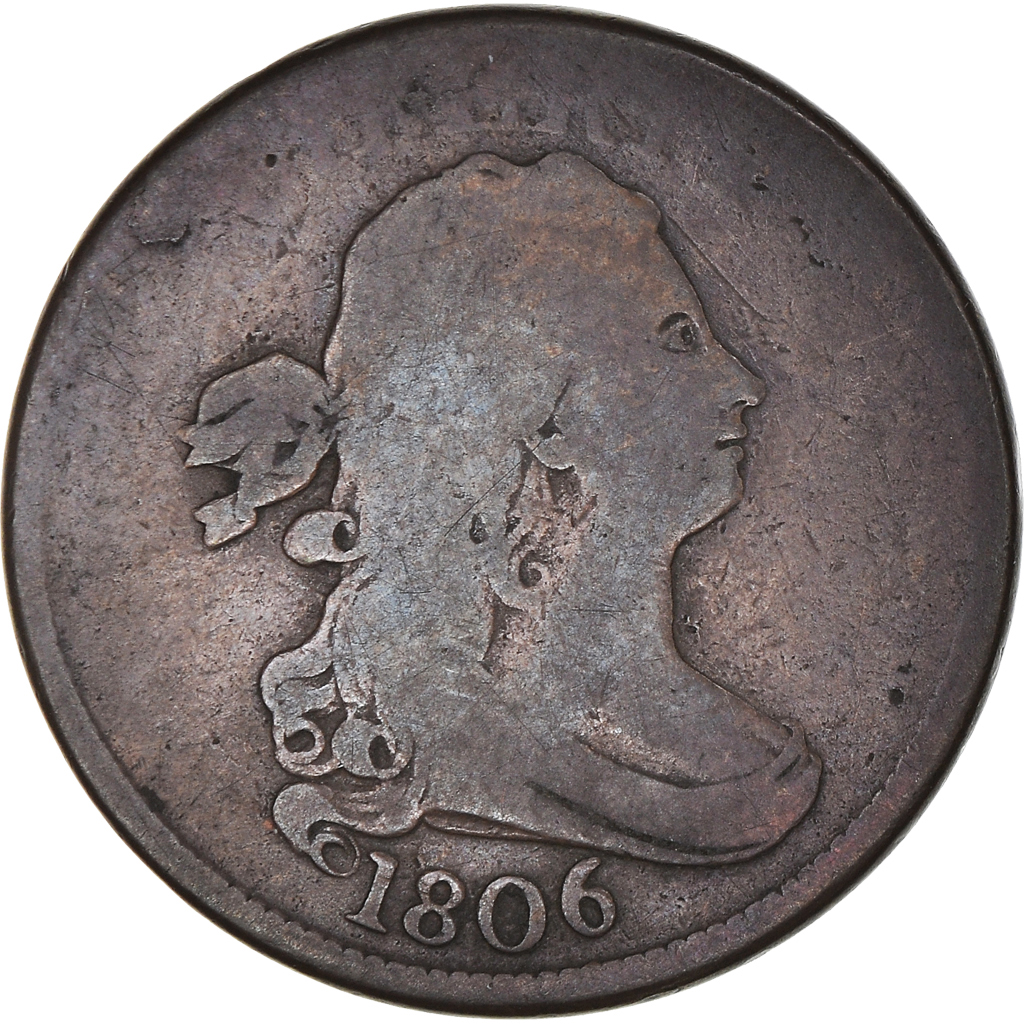 Coin, United States, Draped Bust Half Cent, Half Cent, 1806, U.S. Mint