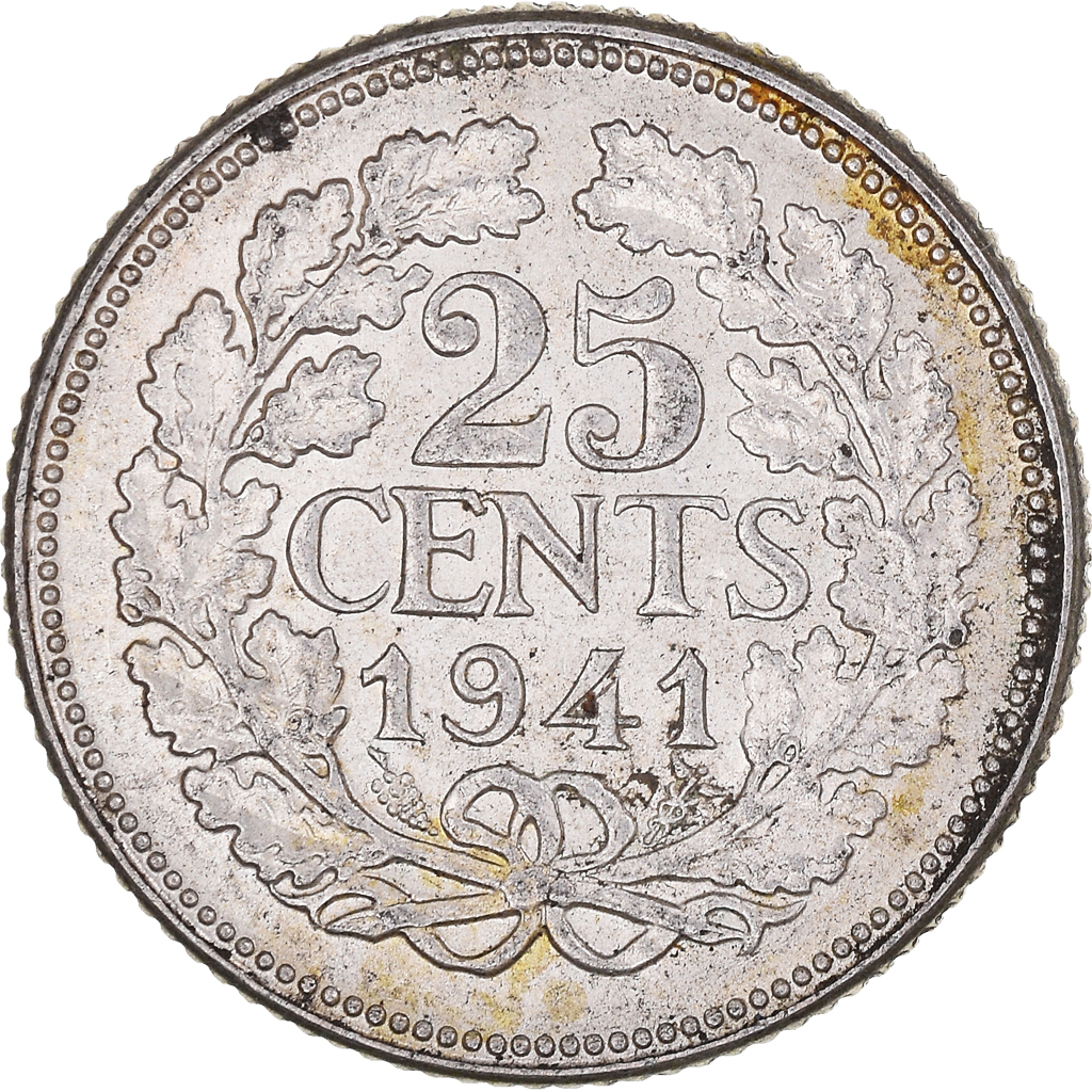 Coin, Netherlands, Wilhelmina I, 25 Cents, 1941, Utrecht, , Silver
