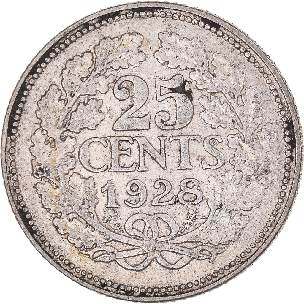 Coin, Netherlands, Wilhelmina I, 25 Cents, 1928, Utrecht, , Silver