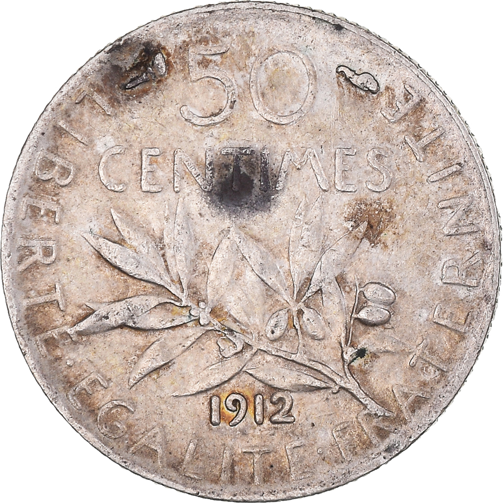 Coin, France, Semeuse, 50 Centimes, 1912, Paris, , Silver, KM:854