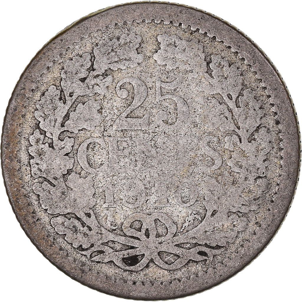 Coin, Netherlands, Wilhelmina I, 25 Cents, 1910, Utrecht, , Silver