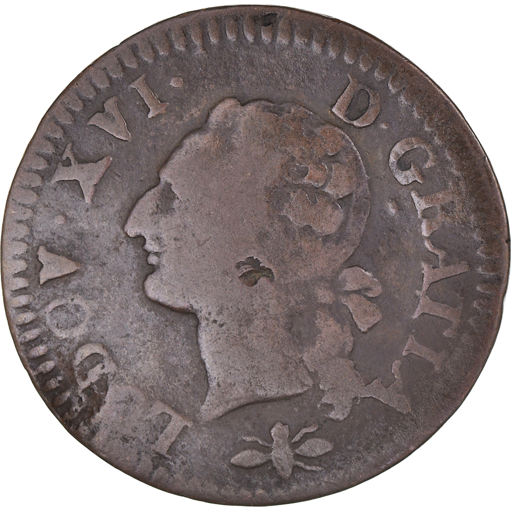 Coin, France, Louis XVI, Liard, Liard, 1788, Lyon, , Copper, KM:585.5