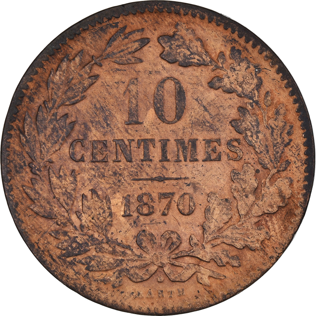 Coin, Luxembourg, William III, 10 Centimes, 1870, Utrecht, , Bronze