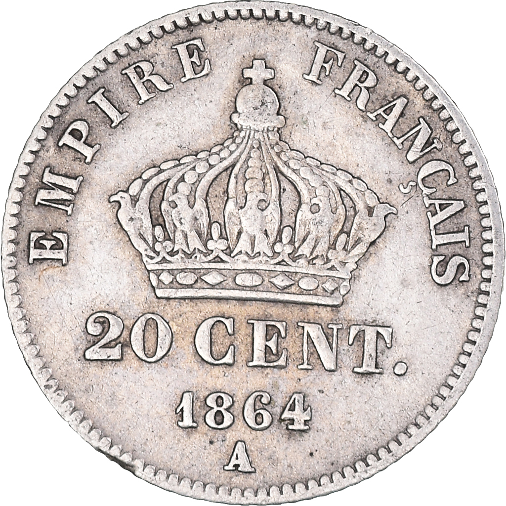 Coin, France, Napoleon III, Napoléon III, 20 Centimes, 1864, Paris, 