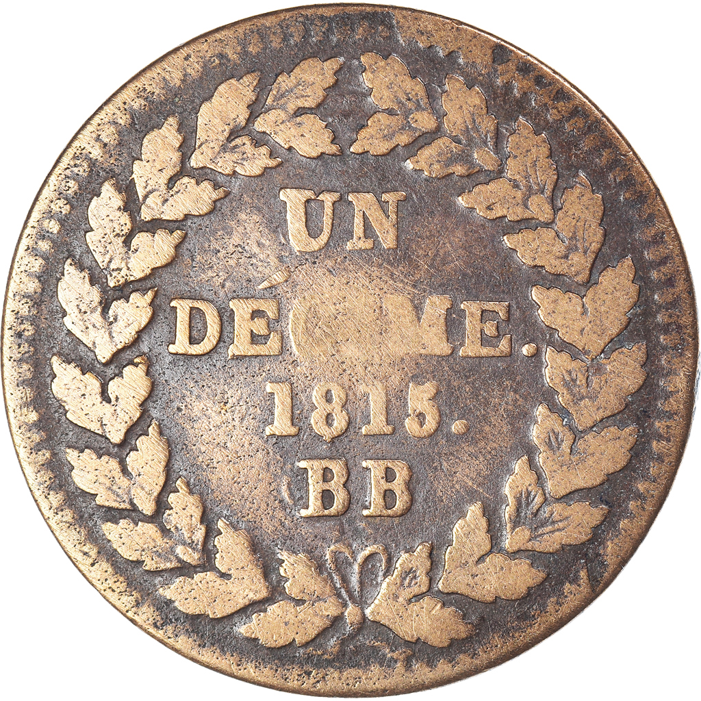 Coin, France, Louis XVIII, Decime, 1815, Strasbourg, , Bronze