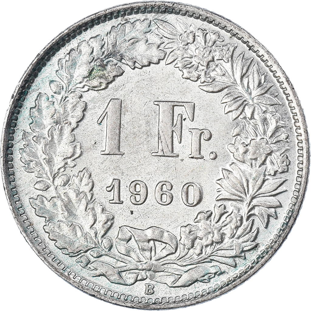 Coin, Switzerland, Franc, 1960, Bern, , Silver, KM:24