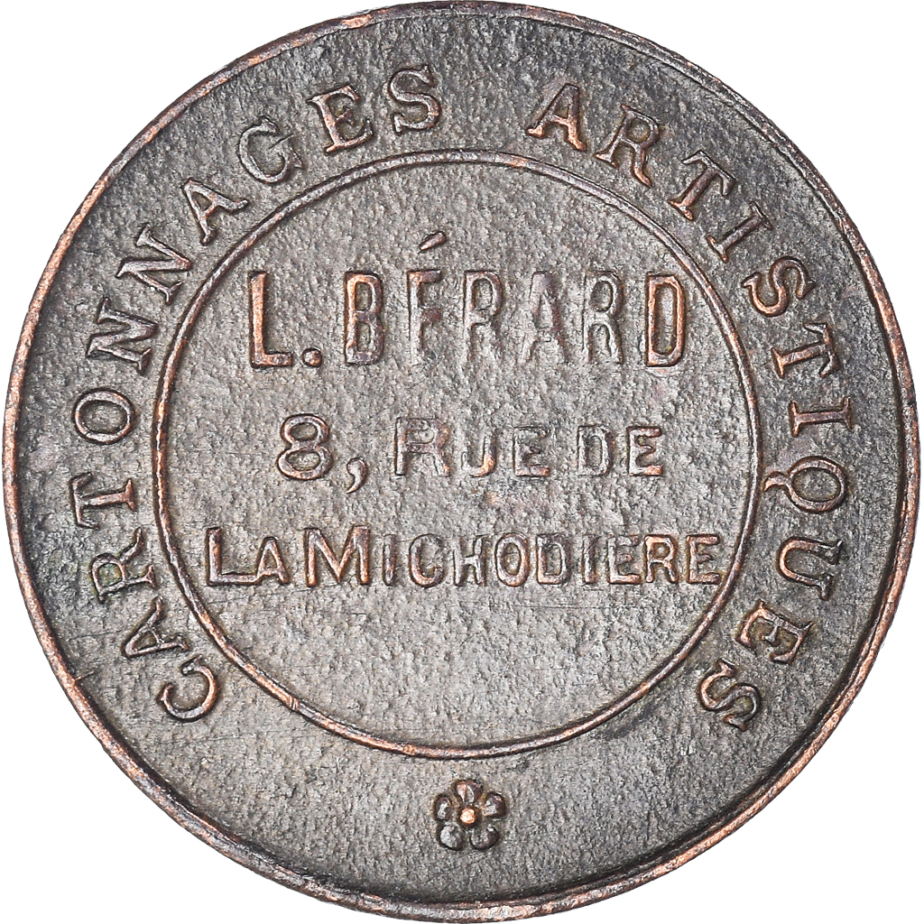 France, Advertising Token, L. Bérard, cartonnages artistiques, 