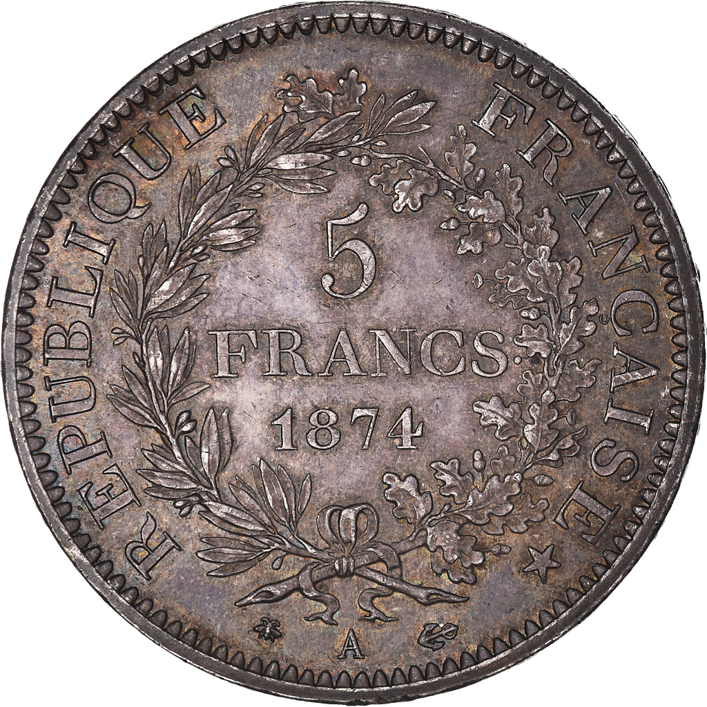 Coin, France, Hercule, 5 Francs, 1874, Paris, , Silver, KM:820.1