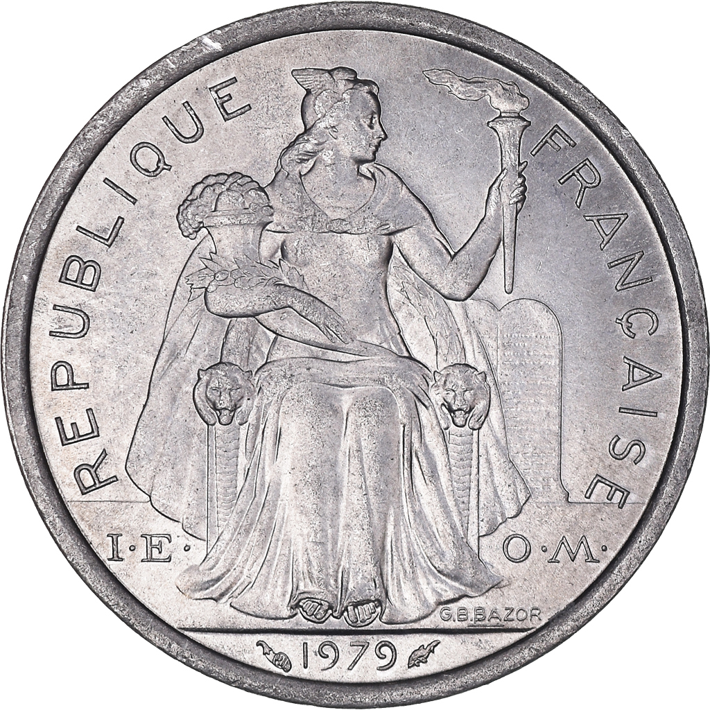Coin, French Polynesia, 2 Francs, 1979, Paris, , Aluminum, KM:10