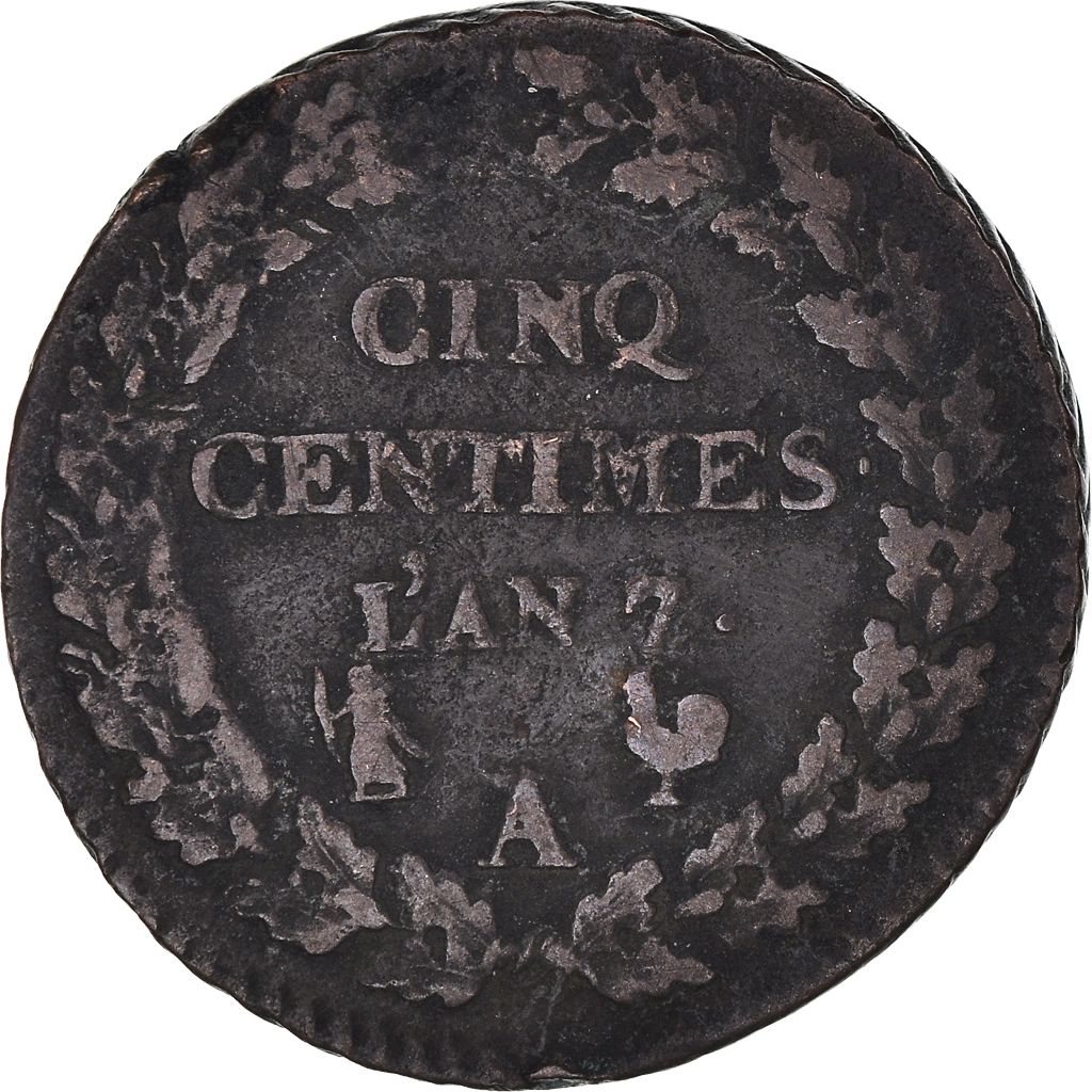 Coin, France, Dupré, 5 Centimes, AN 7, Paris, , Bronze, KM:640.1