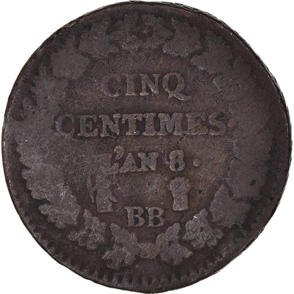 Coin, France, Dupré, 5 Centimes, AN 8, Strasbourg, , Bronze, KM:640.4